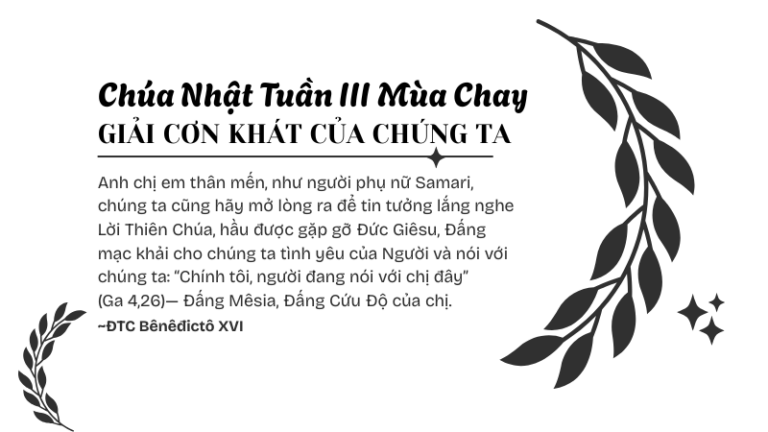 Chúa Nhật Tuần III Mùa Chay<br /> GIẢI CƠN KHÁT <br />CỦA CHÚNG TA